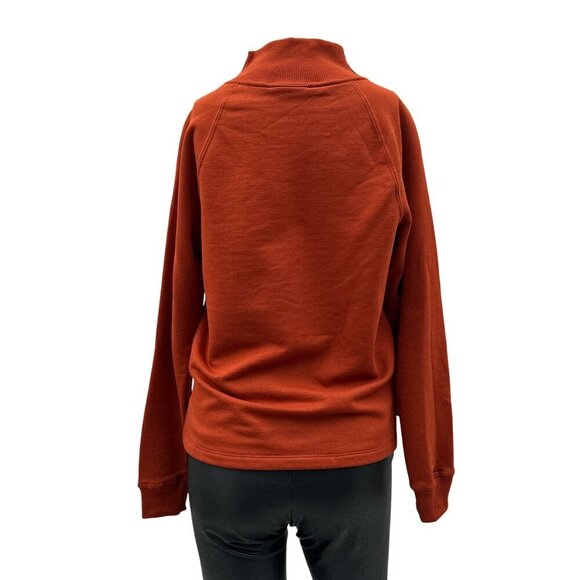 Champion Womens Mock Neck Logo Long Sleeve Split Hem Pullover Sweatshirt Red XS - Picture 2 of 9